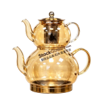 Premium Borosilicate Glass Teapot Set with Stainless Steel Lid, Stainless Steel Infuser, Stainless Steel Knob, Stainless Steel Composite Bottom, Induction Cooker Safe, 4 Colors Available